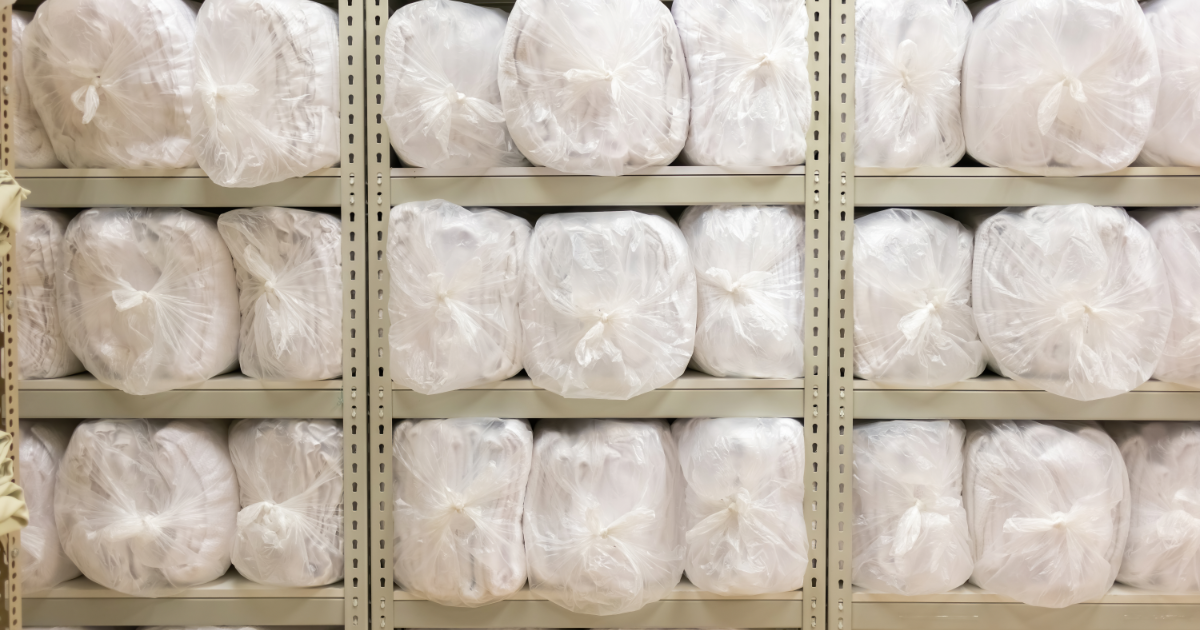Linen Laundry Packaged On Shelves 1200X800